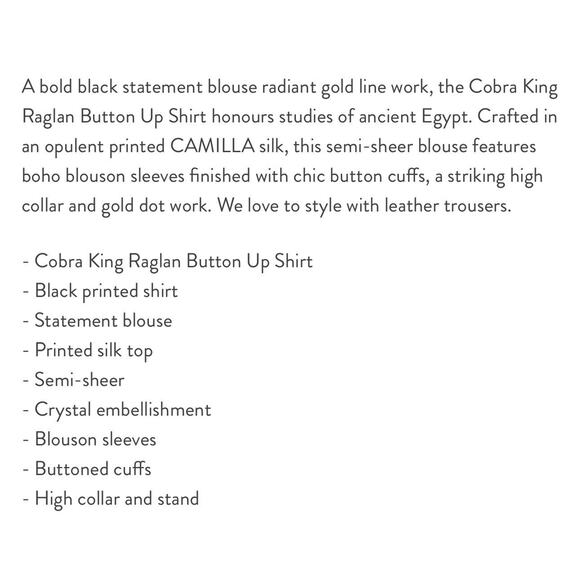 Camilla Ragland Blouse S‎ Cobra King Button Front Long Sleeve Party Luxury Sheer - Picture 14 of 14